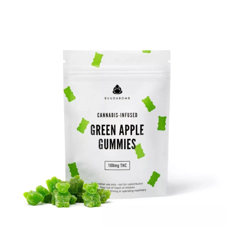 Buy Buddha Bomb Green Apple Gummies (Vegan) 100mg THC Online at Top Shelf BC